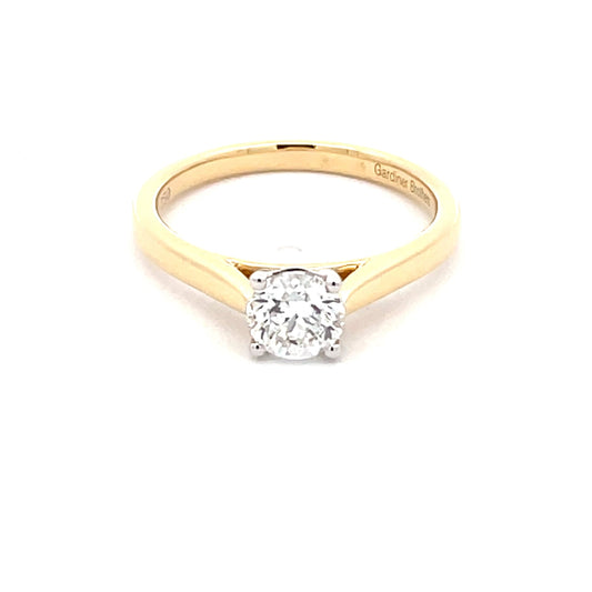 Yellow Gold Round Brilliant Cut Diamond Solitaire Ring - 0.70cts Gardiner Brothers