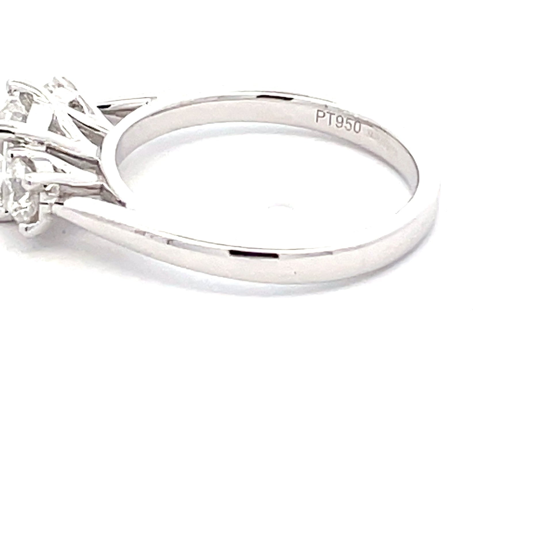 Platinum Princess and round brilliant cut diamond 3 stone ring - 1.36cts Gardiner Brothers