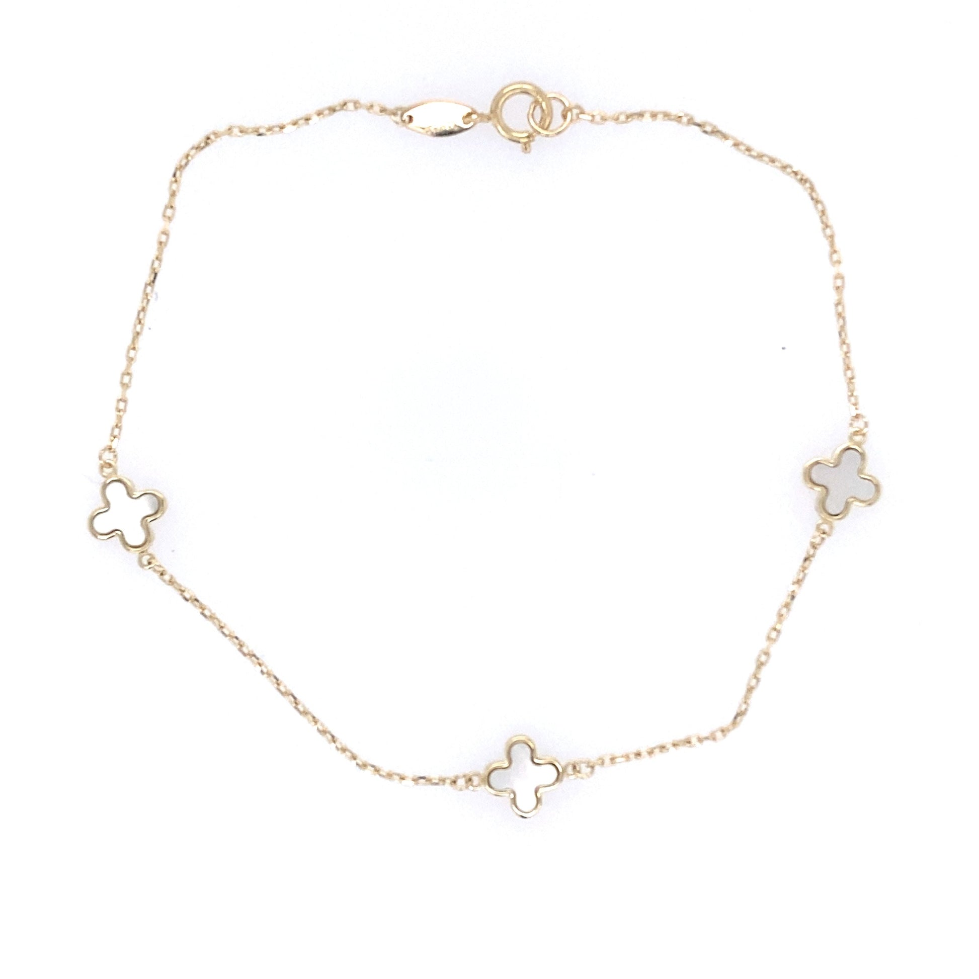 Yellow Gold Mother of Pearl Flower Petal Bracelet Gardiner Brothers