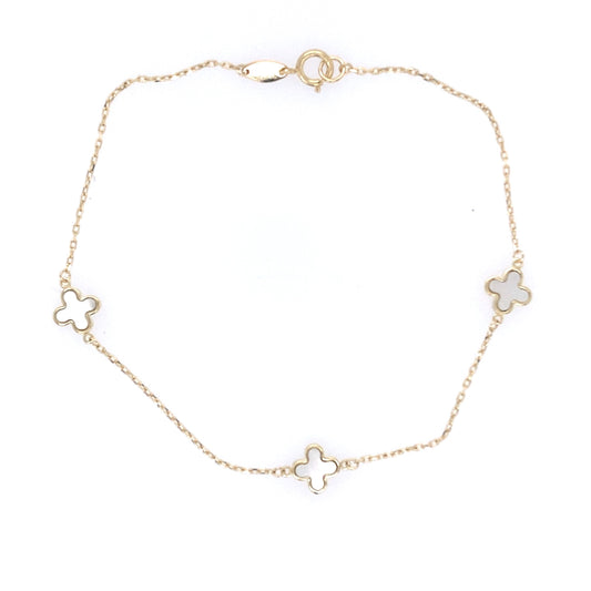 Yellow Gold Mother of Pearl Flower Petal Bracelet Gardiner Brothers