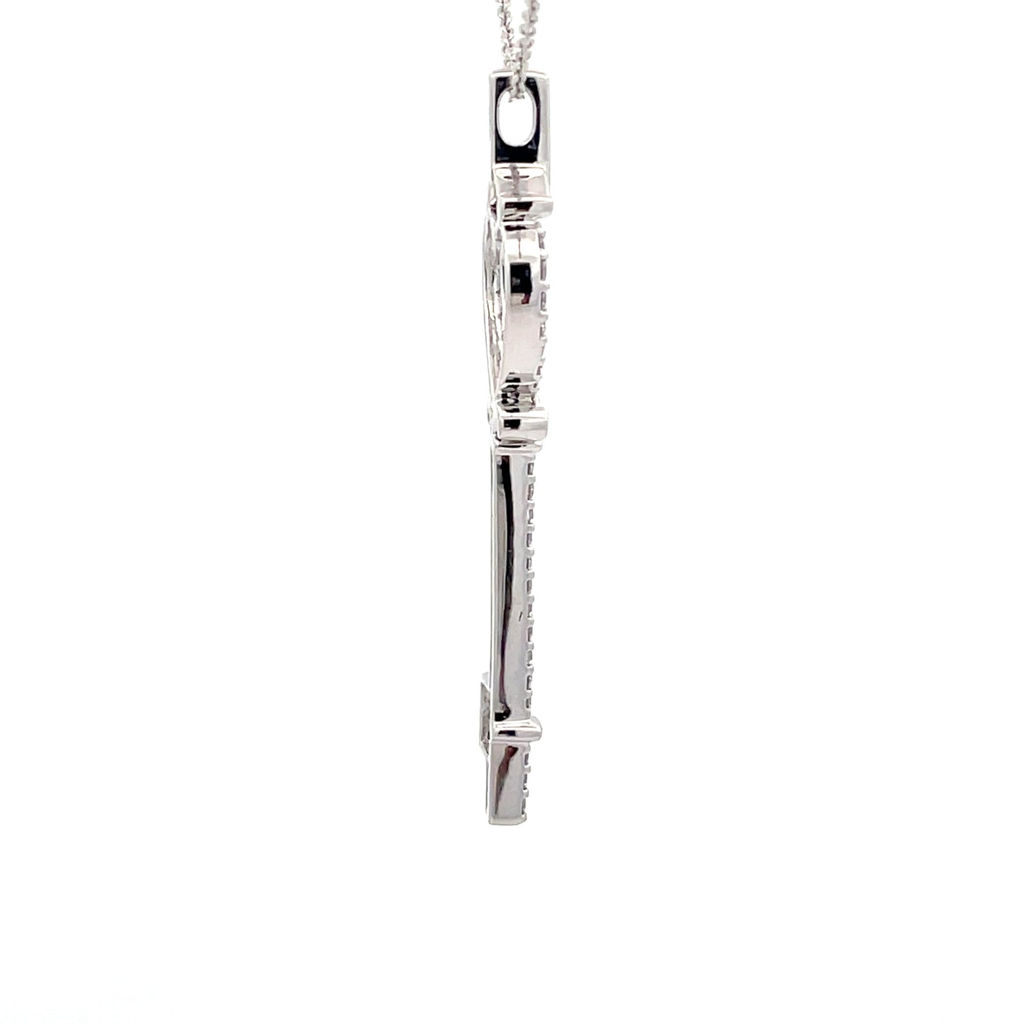 White Gold Diamond Key shaped pendant  Gardiner Brothers   