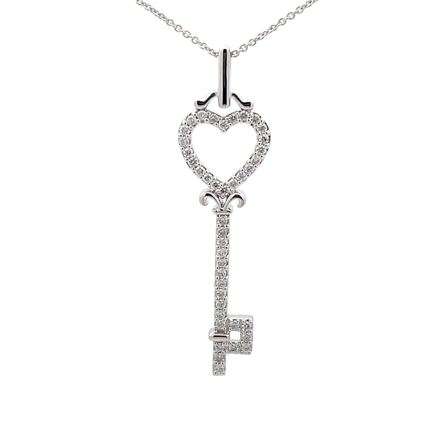 White Gold Diamond Key shaped pendant  Gardiner Brothers   