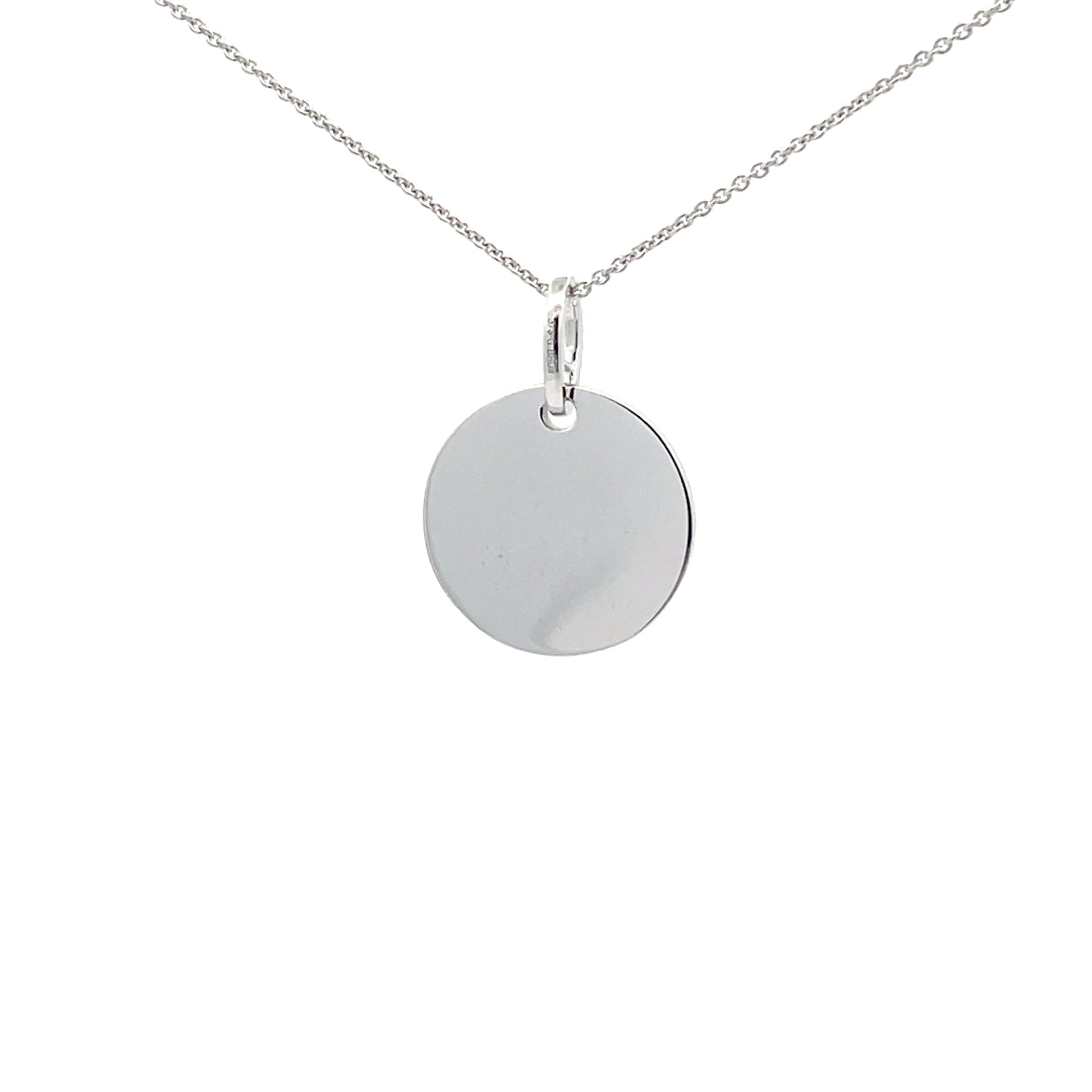 White Gold Disc Style Pendant  Gardiner Brothers   