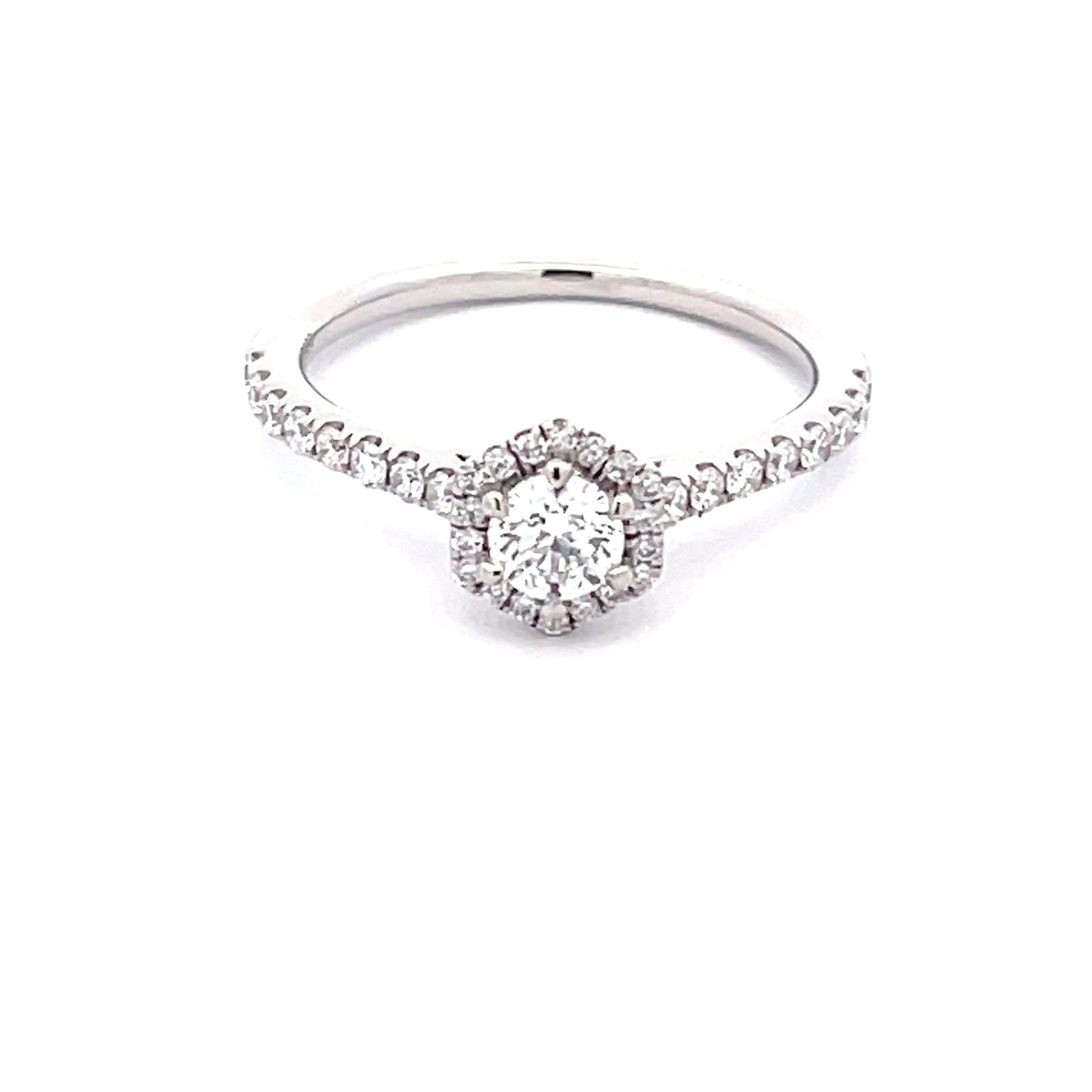 Platinum Round Brilliant Cut Diamond Halo Cluster Style Ring - 0.70cts Gardiner Brothers
