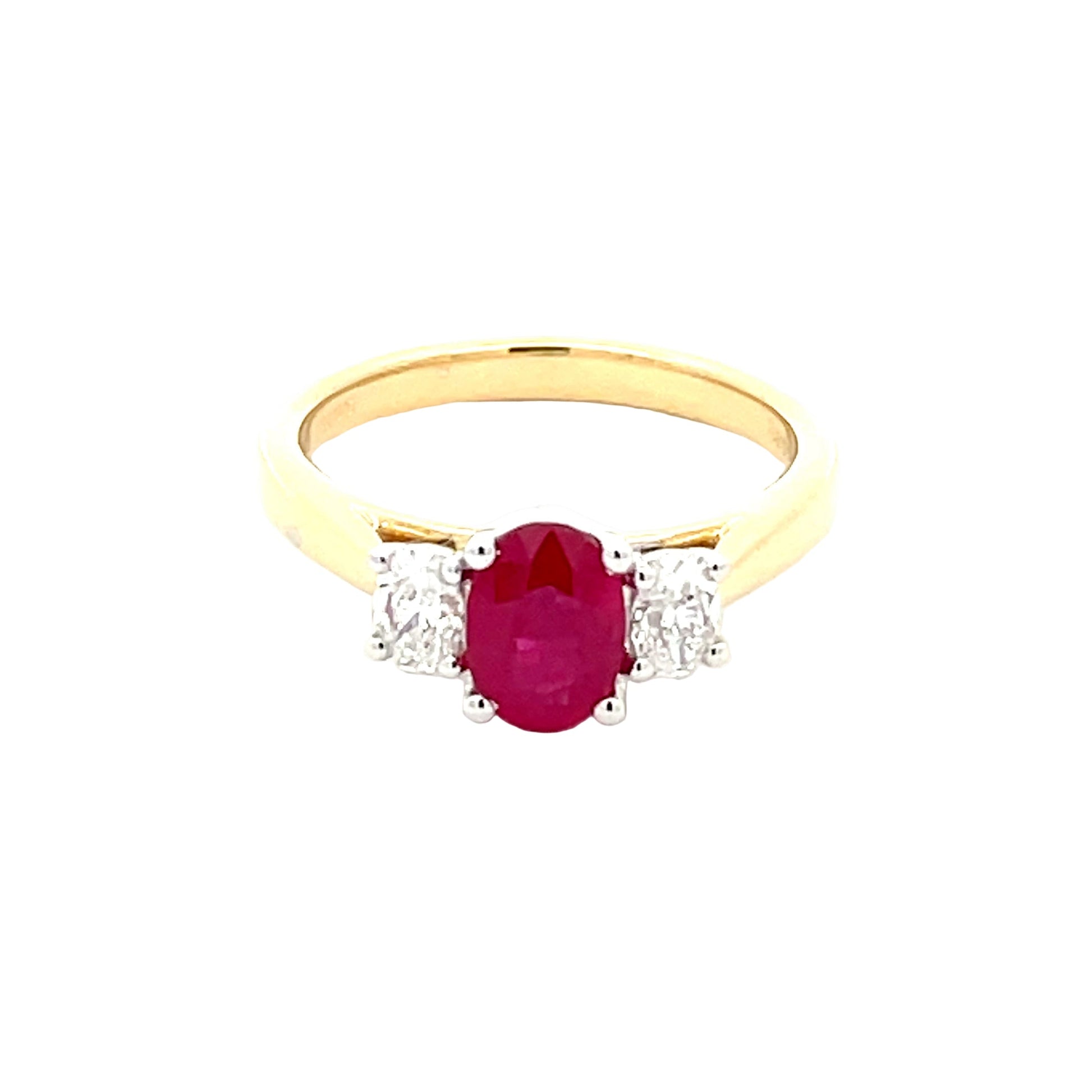 Ruby and Oval Shaped Diamond 3 Stone Ring  Gardiner Brothers   