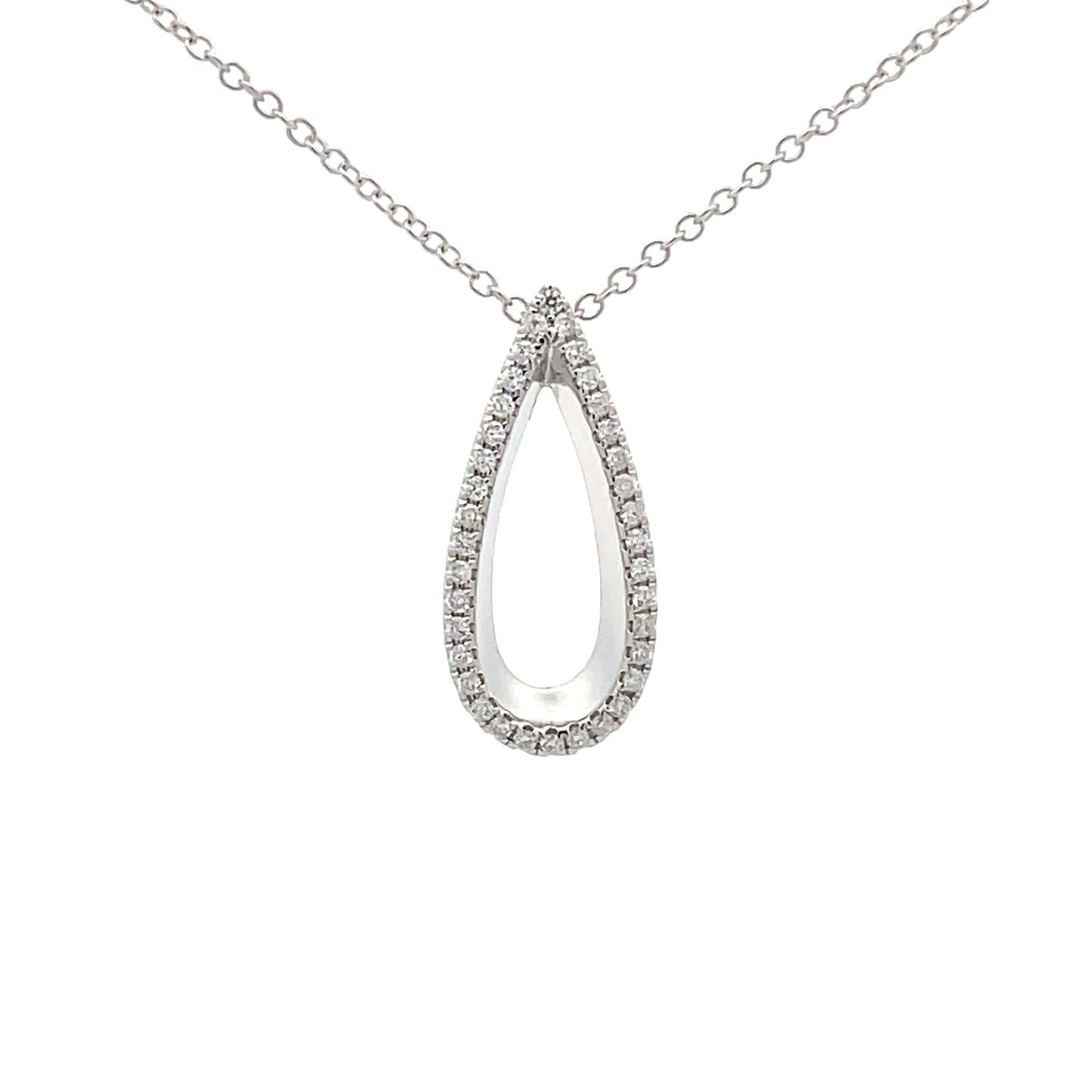 White Gold Diamond Set Teardrop Shaped Pendant  Gardiner Brothers   