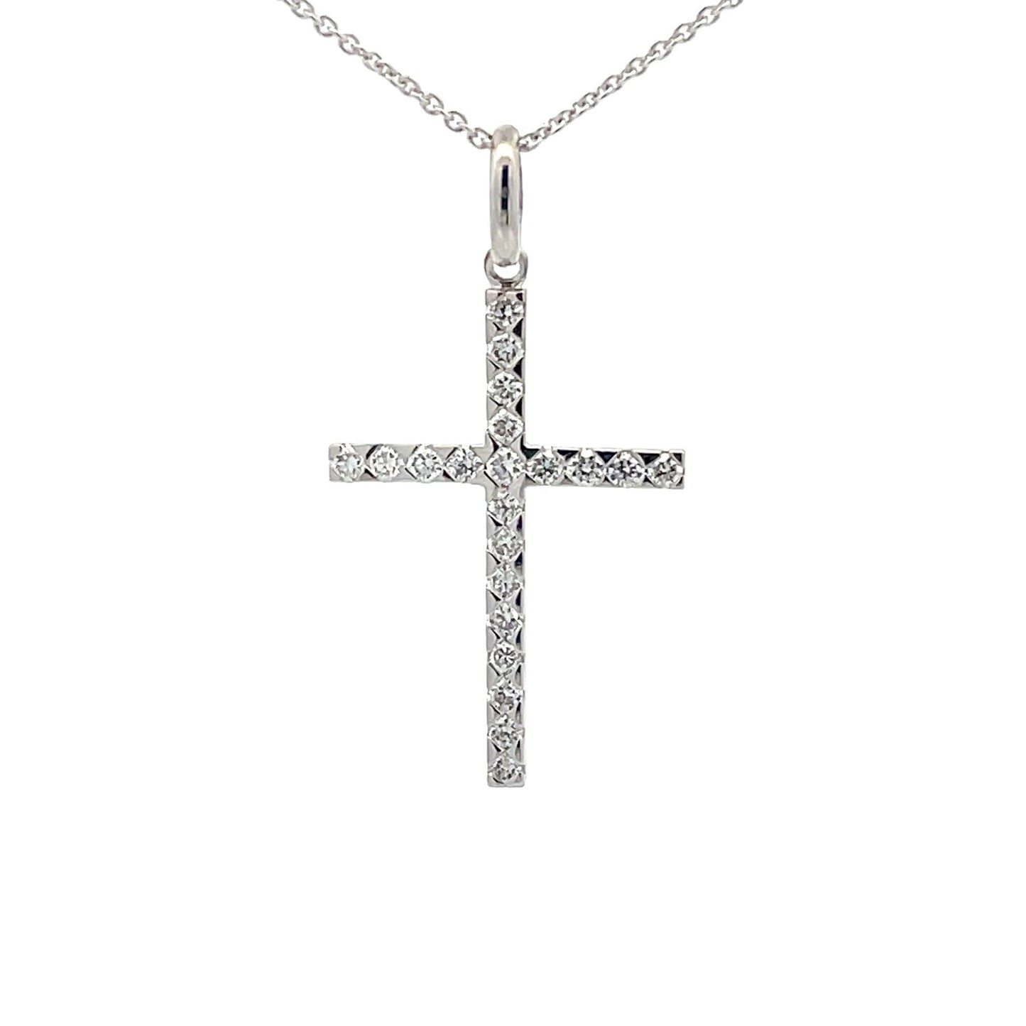 White Gold Diamond Cross Pendant  Gardiner Brothers   