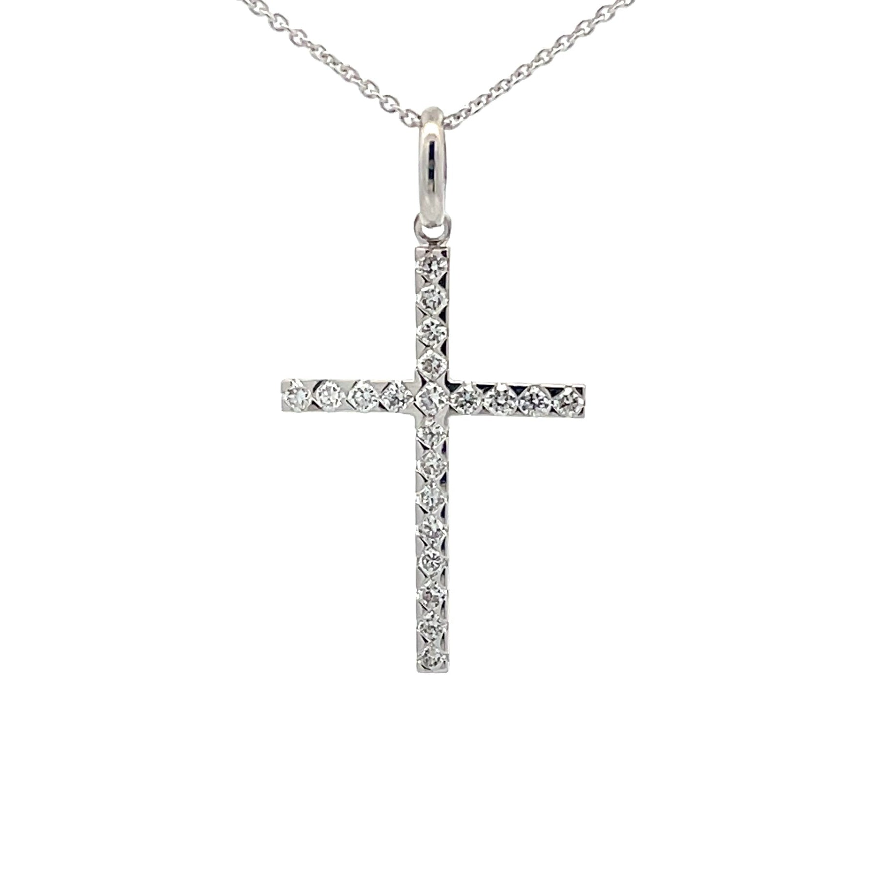 White Gold Diamond Cross Pendant  Gardiner Brothers   
