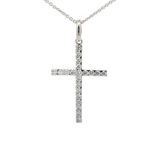 White Gold Diamond Cross Pendant  Gardiner Brothers   