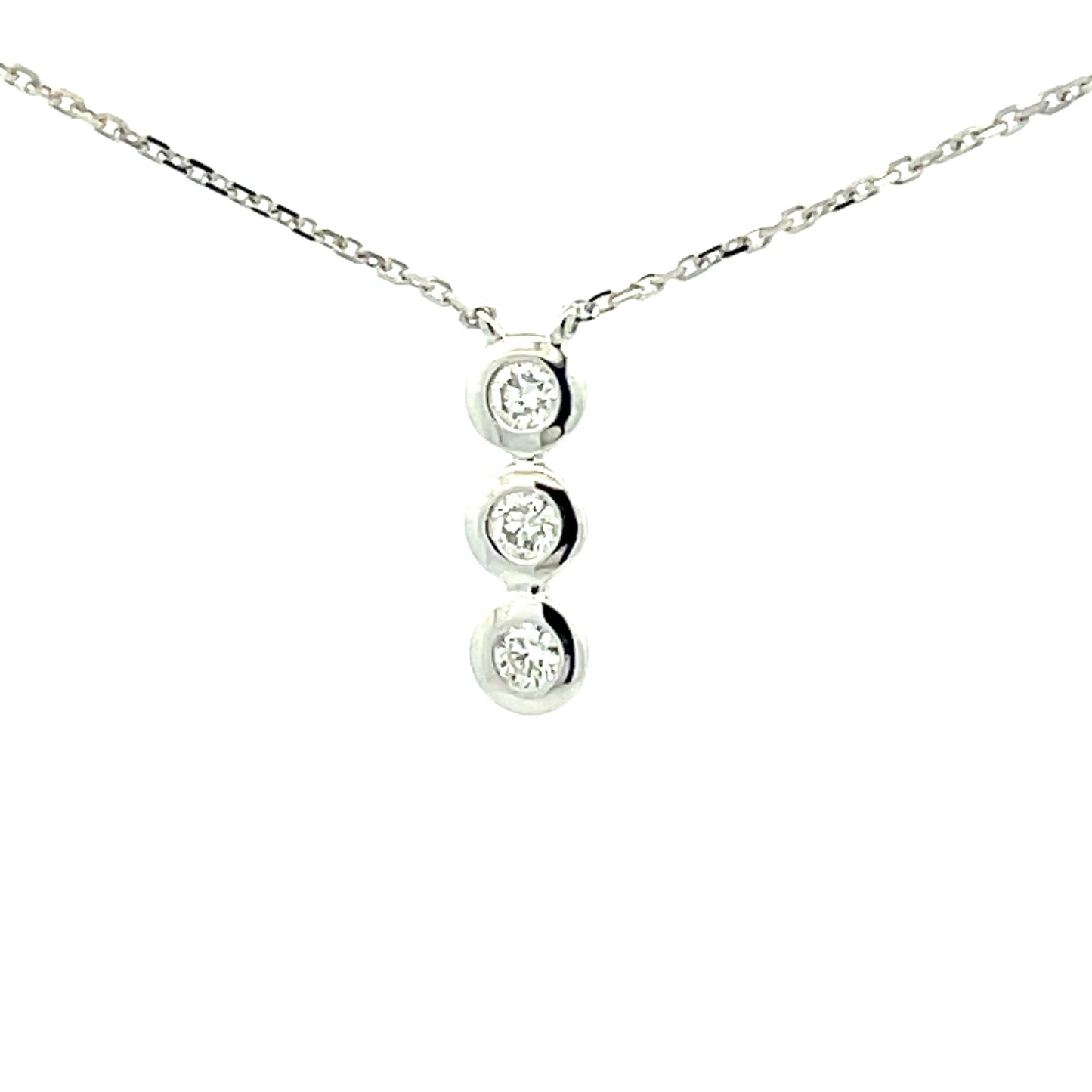 White Gold Diamond 3 Stone Drop Style Pendant  Gardiner Brothers   