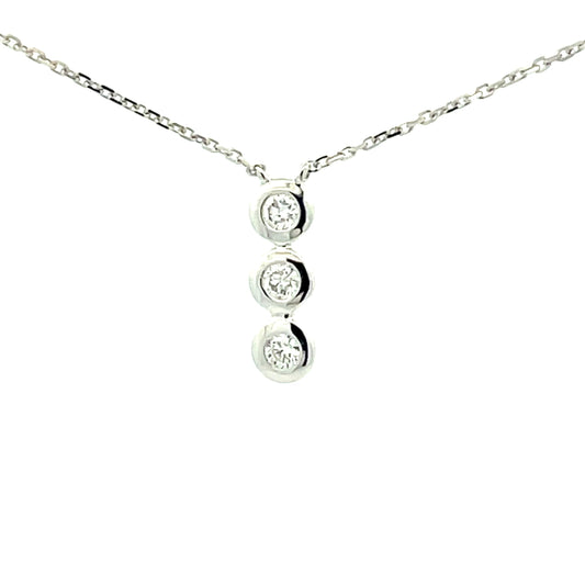 White Gold Diamond 3 Stone Drop Style Pendant  Gardiner Brothers   