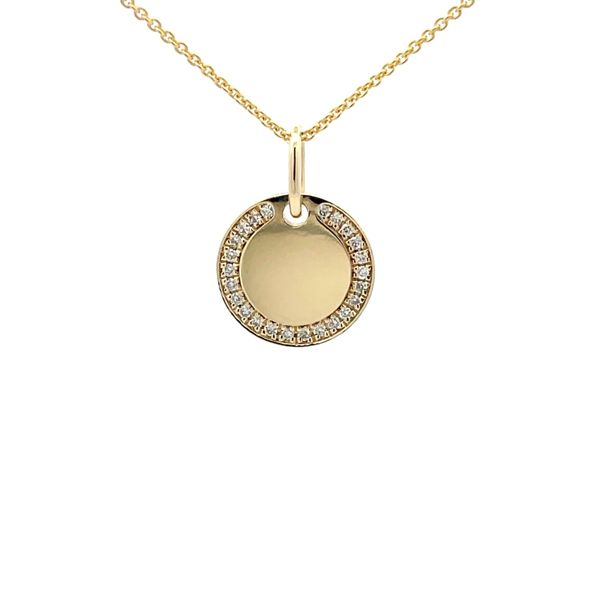 Yellow Gold Diamond Set Disc Pendant  Gardiner Brothers   