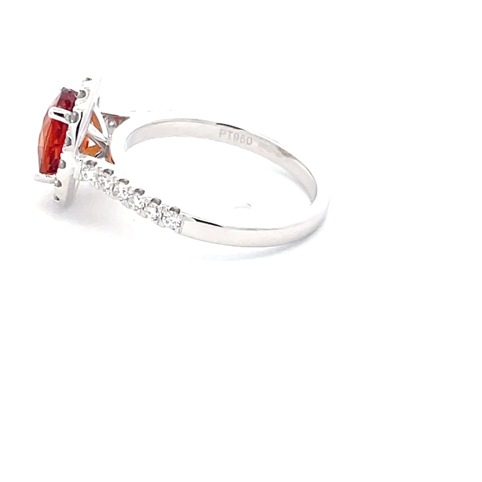 Orange Sapphire and diamond halo style ring  Gardiner Brothers   