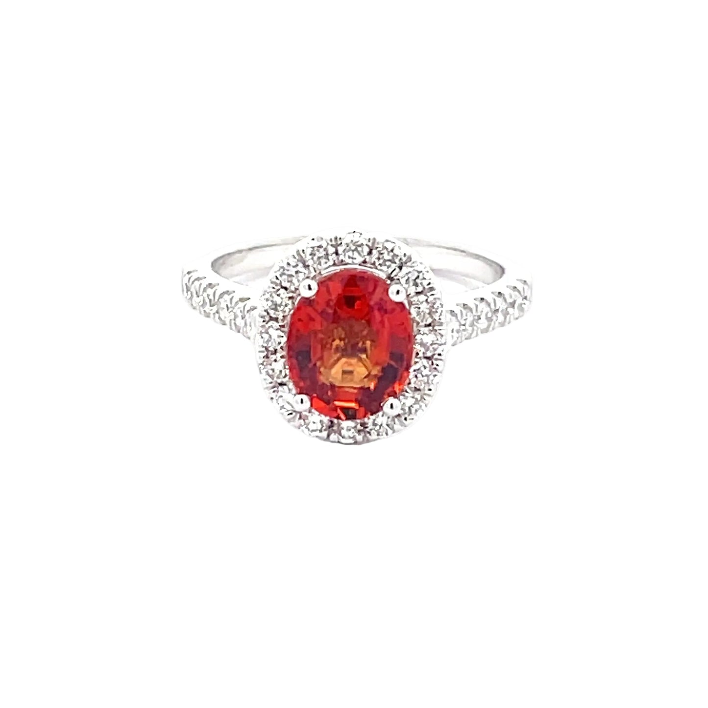 Orange Sapphire and diamond halo style ring  Gardiner Brothers   