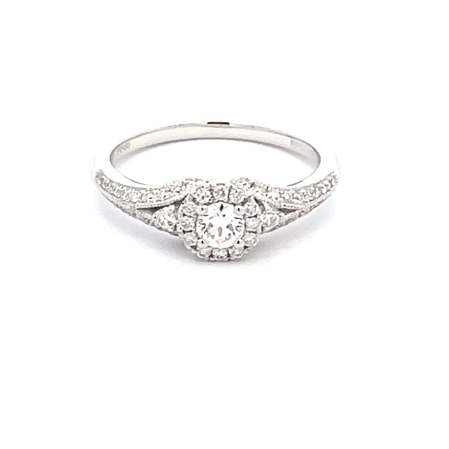 Platinum Round Brilliant Cut Diamond Halo Cluster Style Ring Gardiner Brothers
