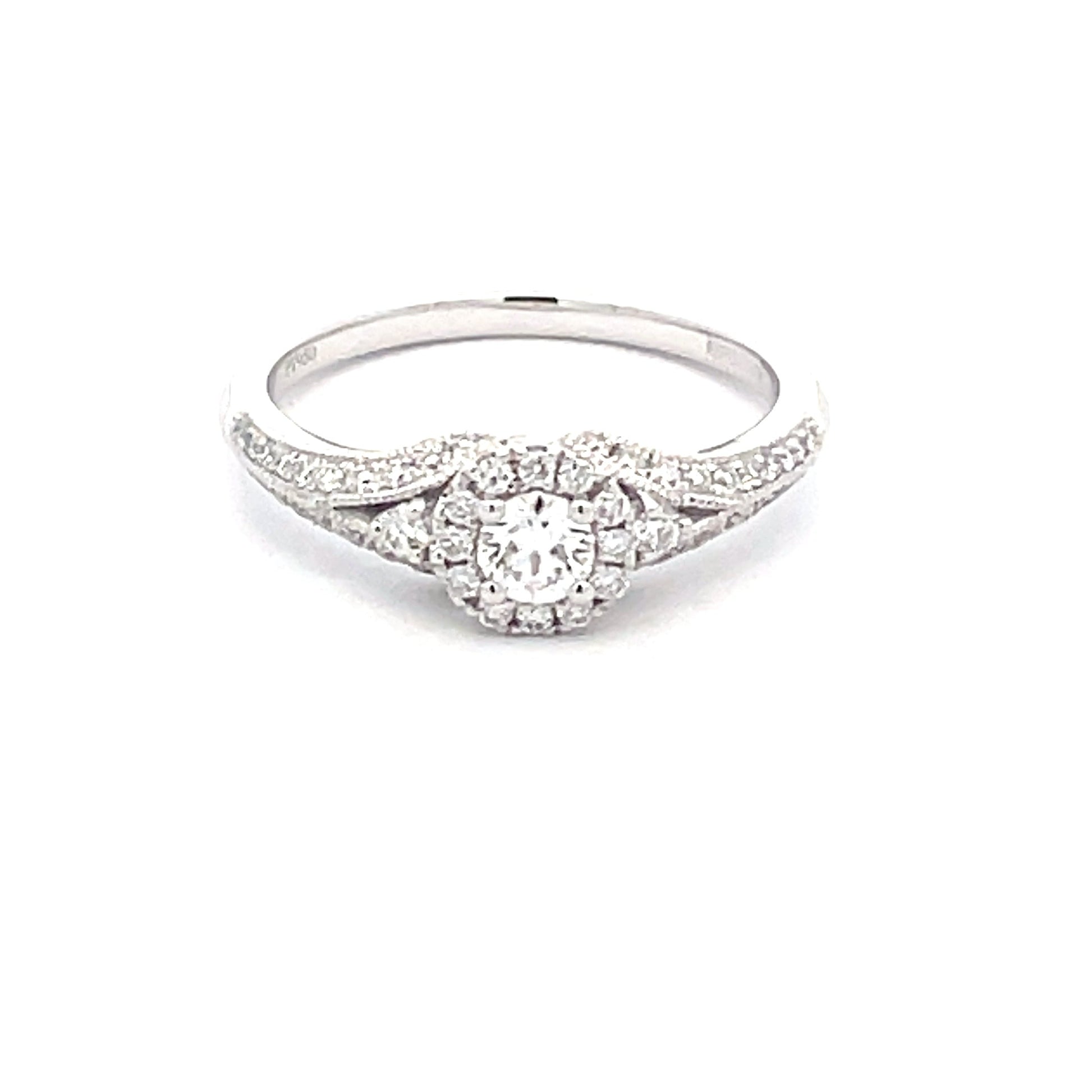 Platinum Round Brilliant Cut Diamond Halo Cluster Style Ring Gardiner Brothers