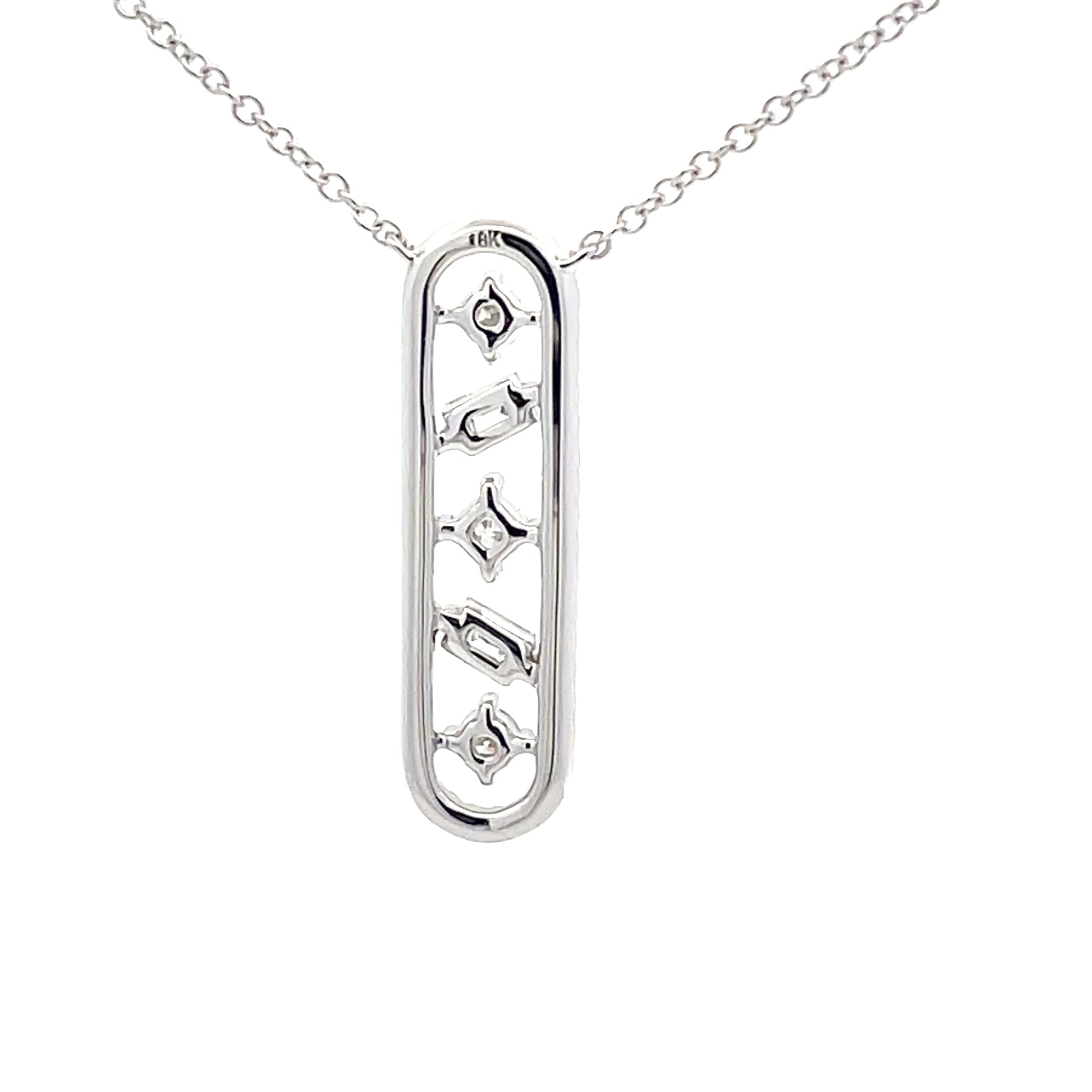 White Gold Diamond Fancy Style Drop Pendant  Gardiner Brothers   