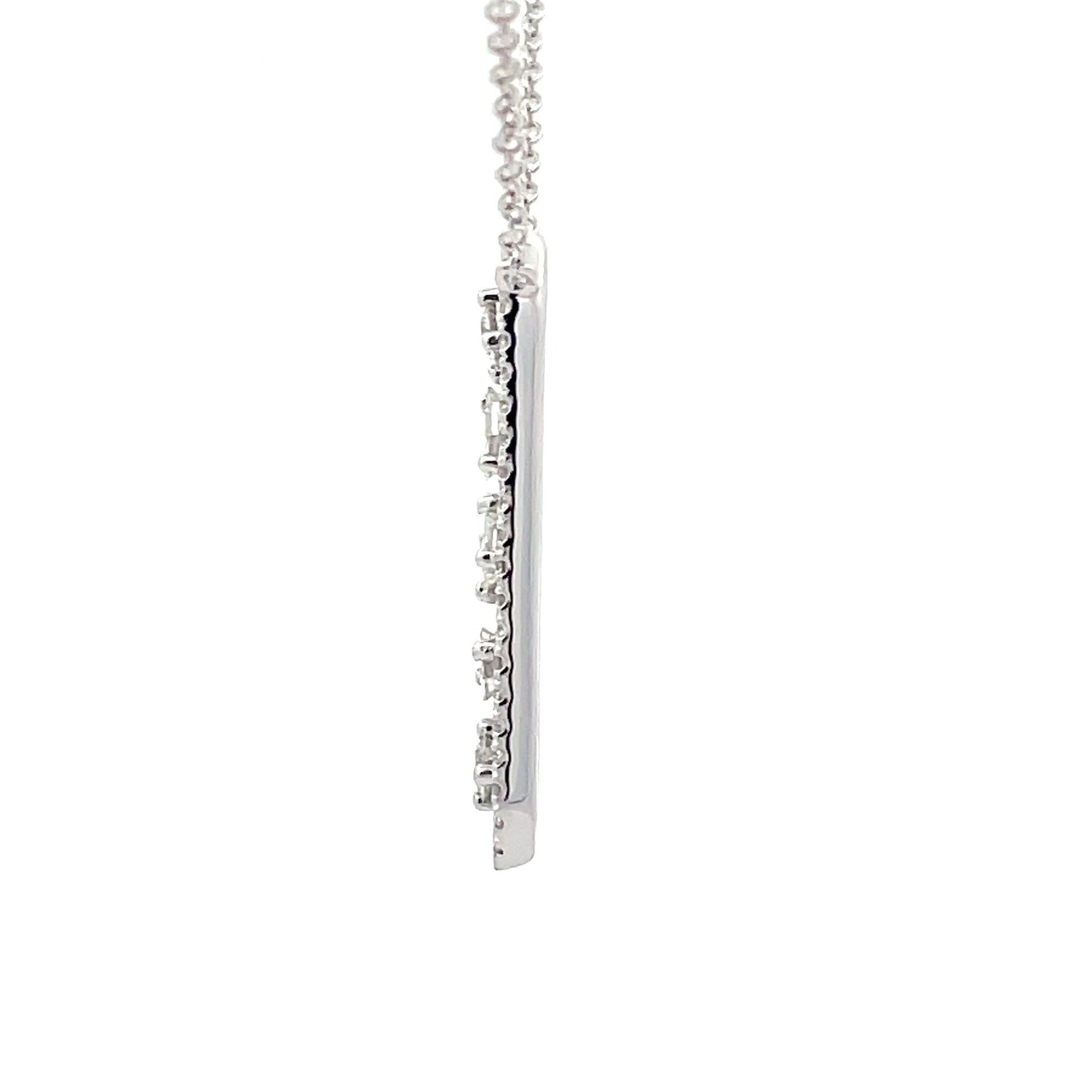 White Gold Diamond Fancy Style Drop Pendant  Gardiner Brothers   