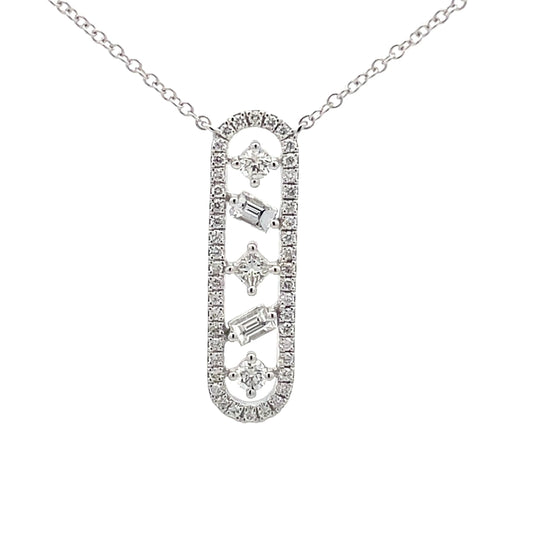 White Gold Diamond Fancy Style Drop Pendant  Gardiner Brothers   