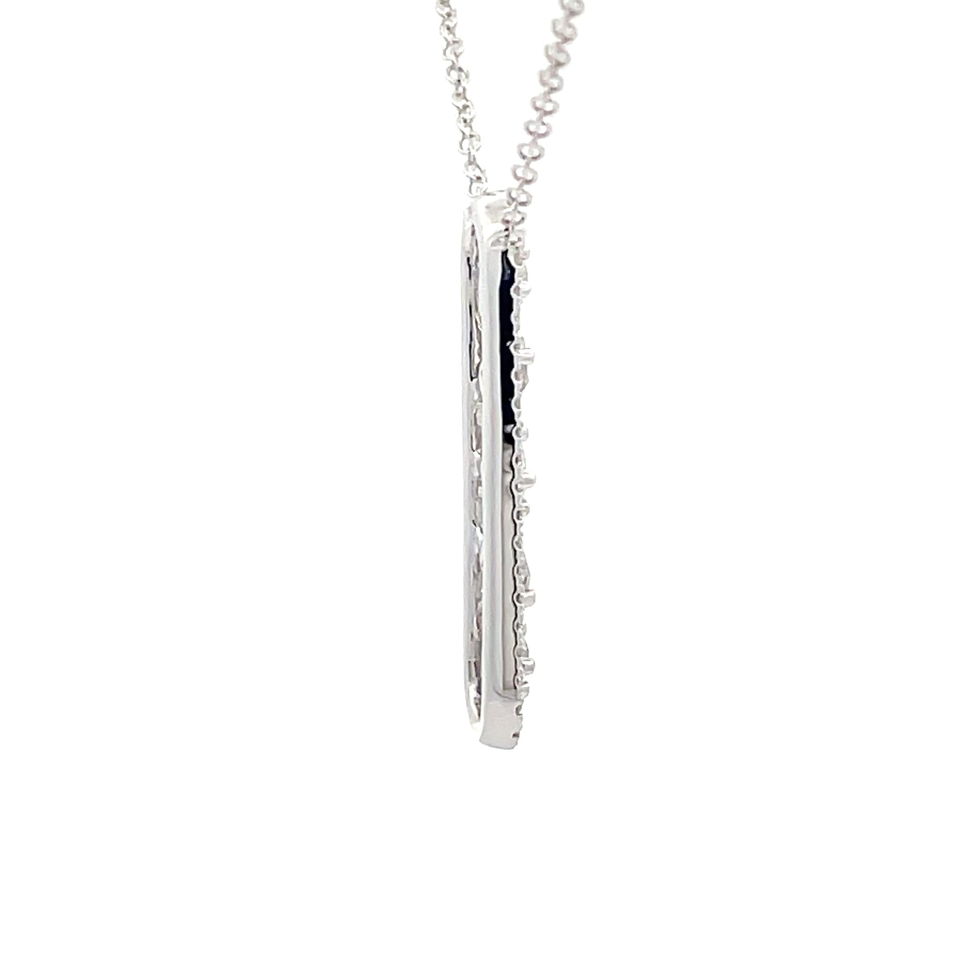 White Gold Diamond Fancy Style Drop Pendant  Gardiner Brothers   