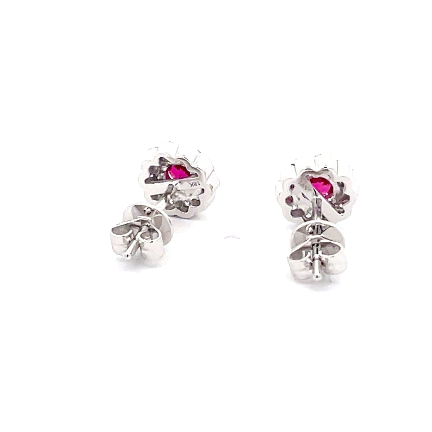 Ruby and Diamond Vintage Style Cluster Earrings  Gardiner Brothers   