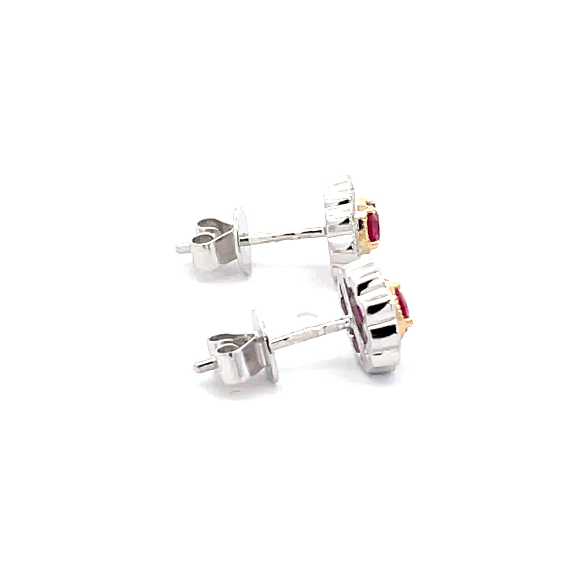 Ruby and Diamond Vintage Style Cluster Earrings  Gardiner Brothers   
