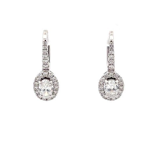 Oval Shaped Diamond Halo Drop Style Earrings  Gardiner Brothers   