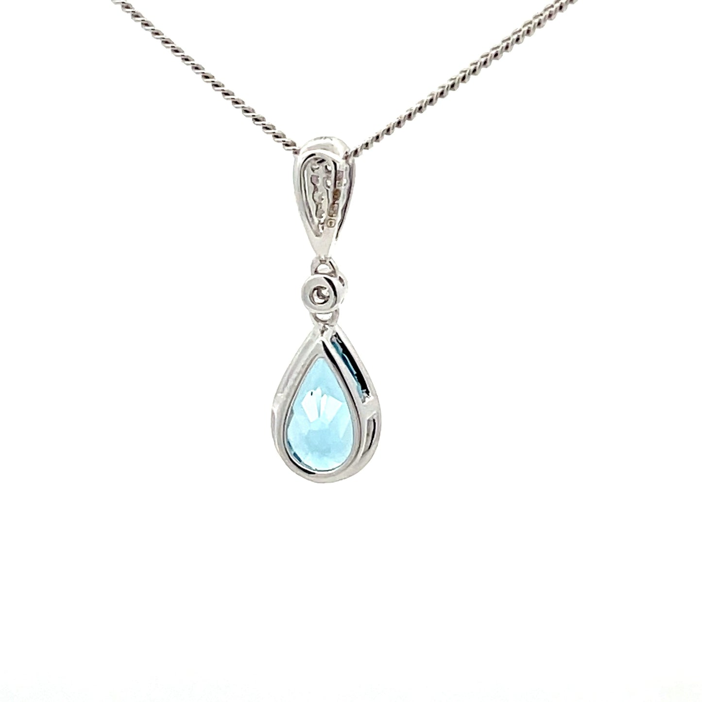 Swiss Blue Topaz and Diamond Drop Pendant  Gardiner Brothers   