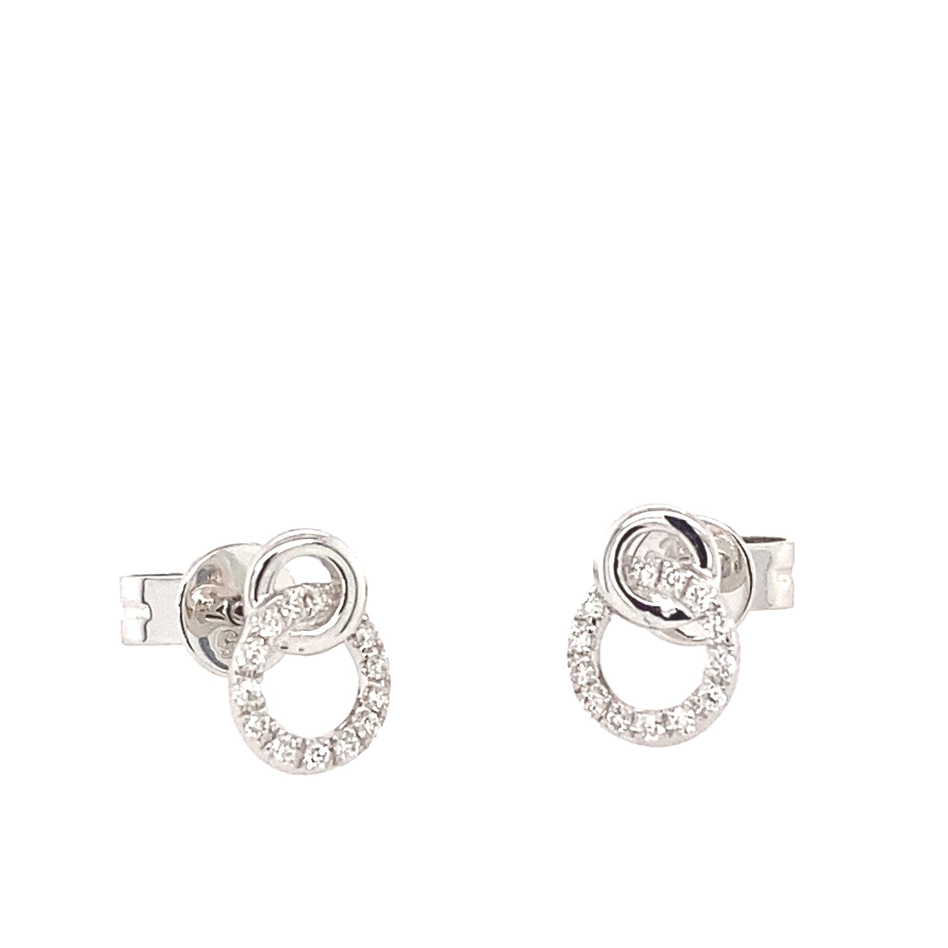 White Gold Diamond interlocking Circle Earrings  Gardiner Brothers   