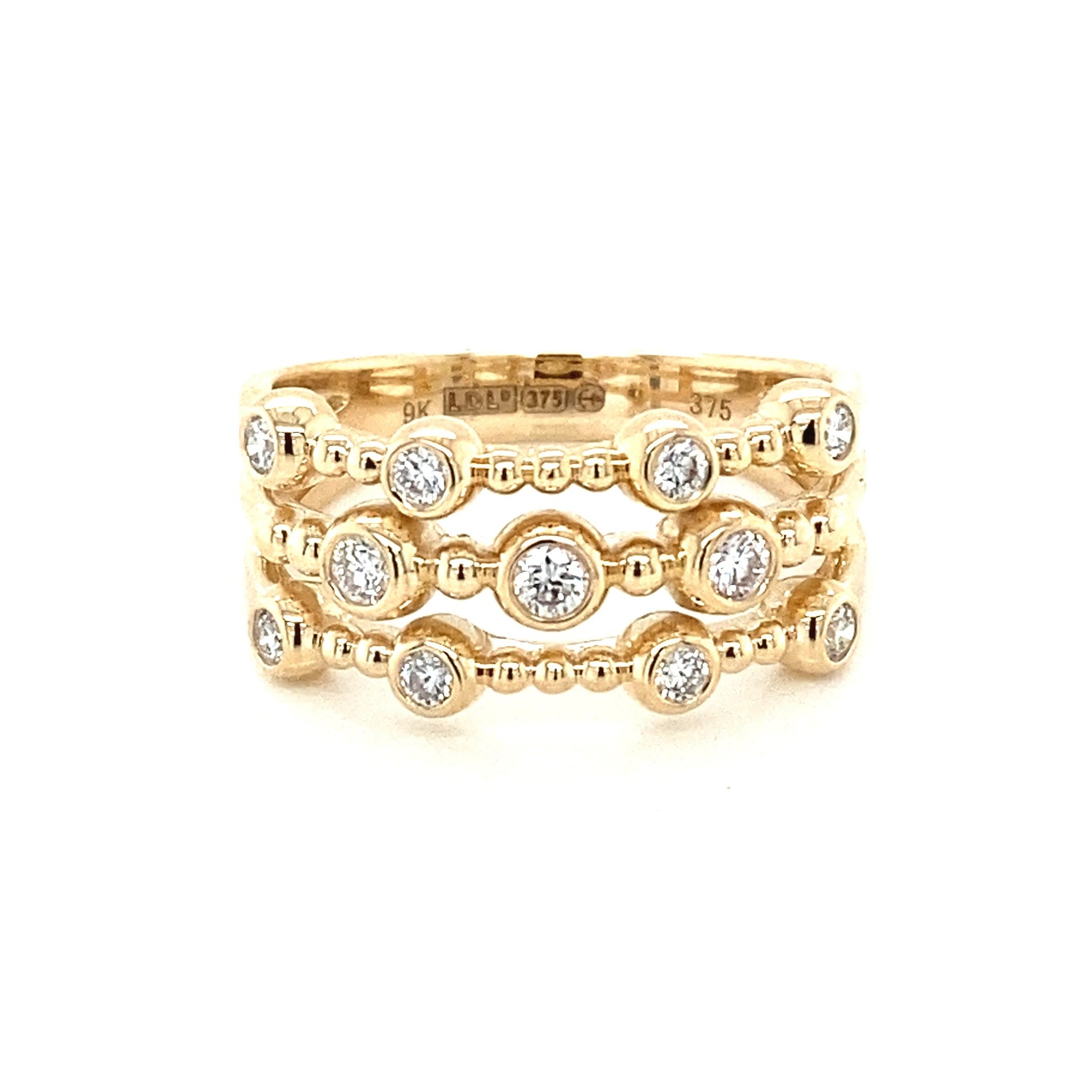 Yellow Gold Triple Band Diamond Ring  Gardiner Brothers   