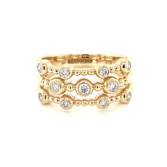 Yellow Gold Triple Band Diamond Ring  Gardiner Brothers   