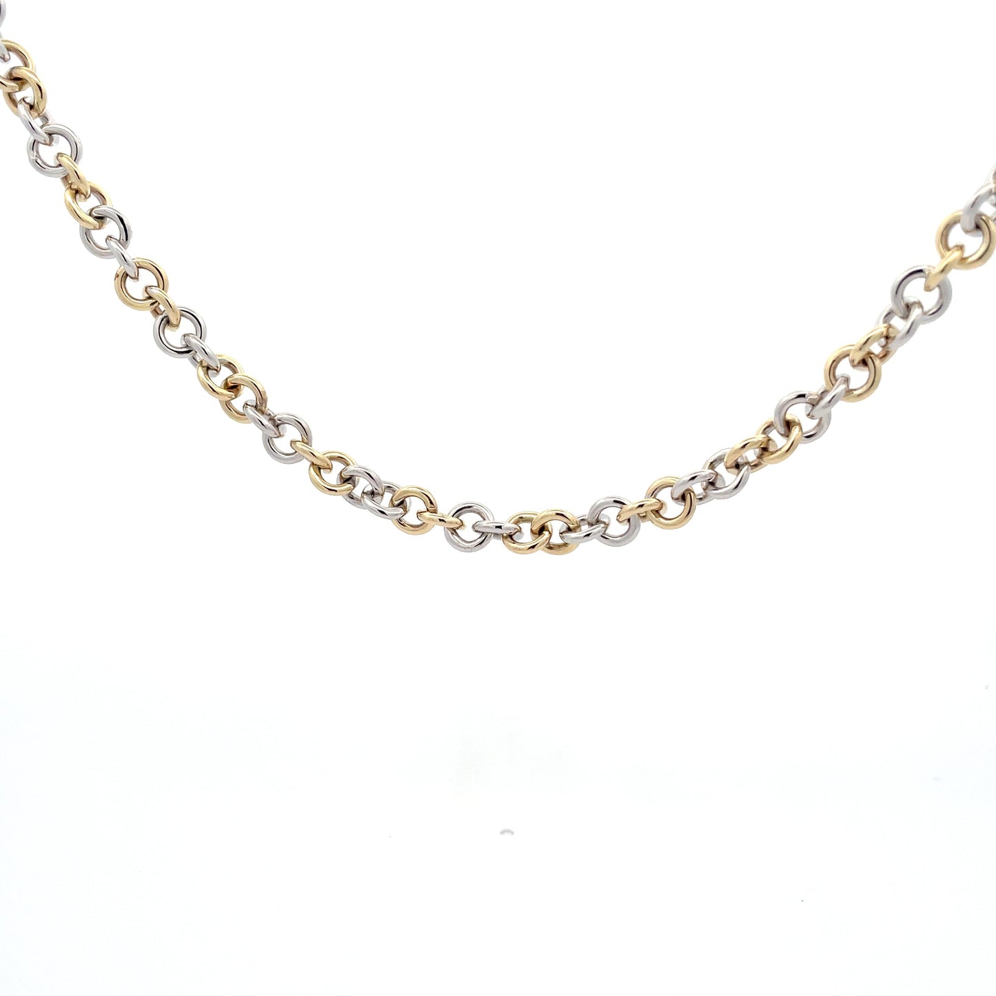 YELLOW and white GOLD SOLID ROUND LINK NECKLET  Gardiner Brothers   