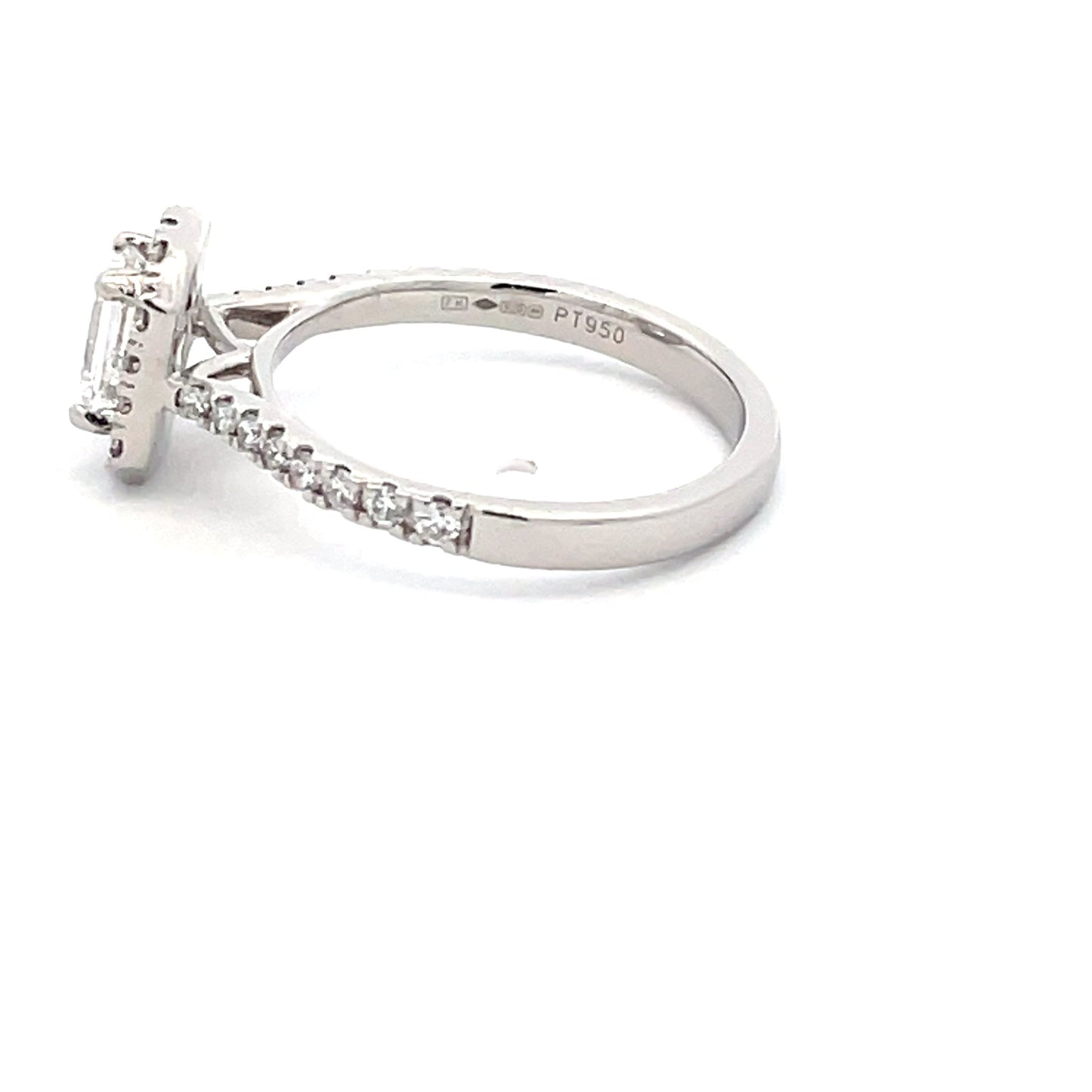 Platinum Emerald Cut Diamond Halo Style Ring - 1.10cts Gardiner Brothers