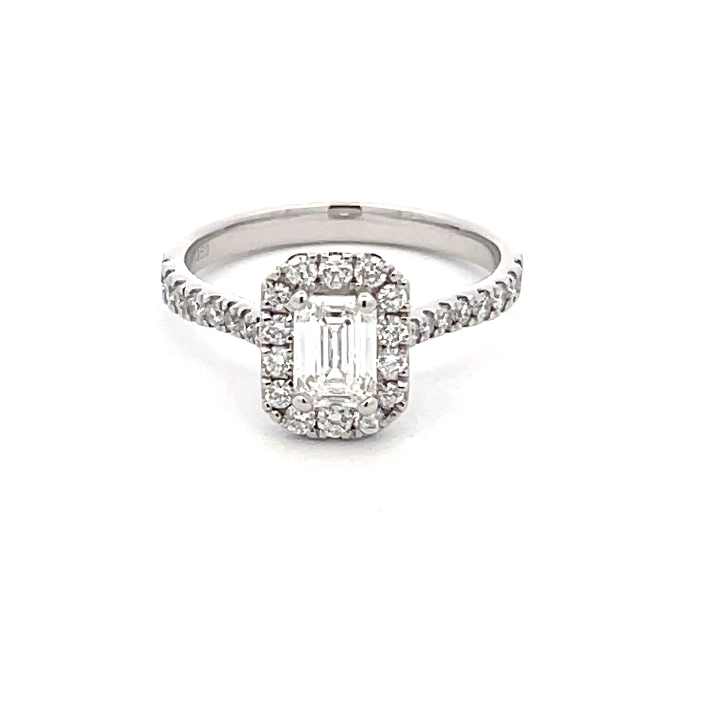 Platinum Emerald Cut Diamond Halo Style Ring - 1.10cts Gardiner Brothers