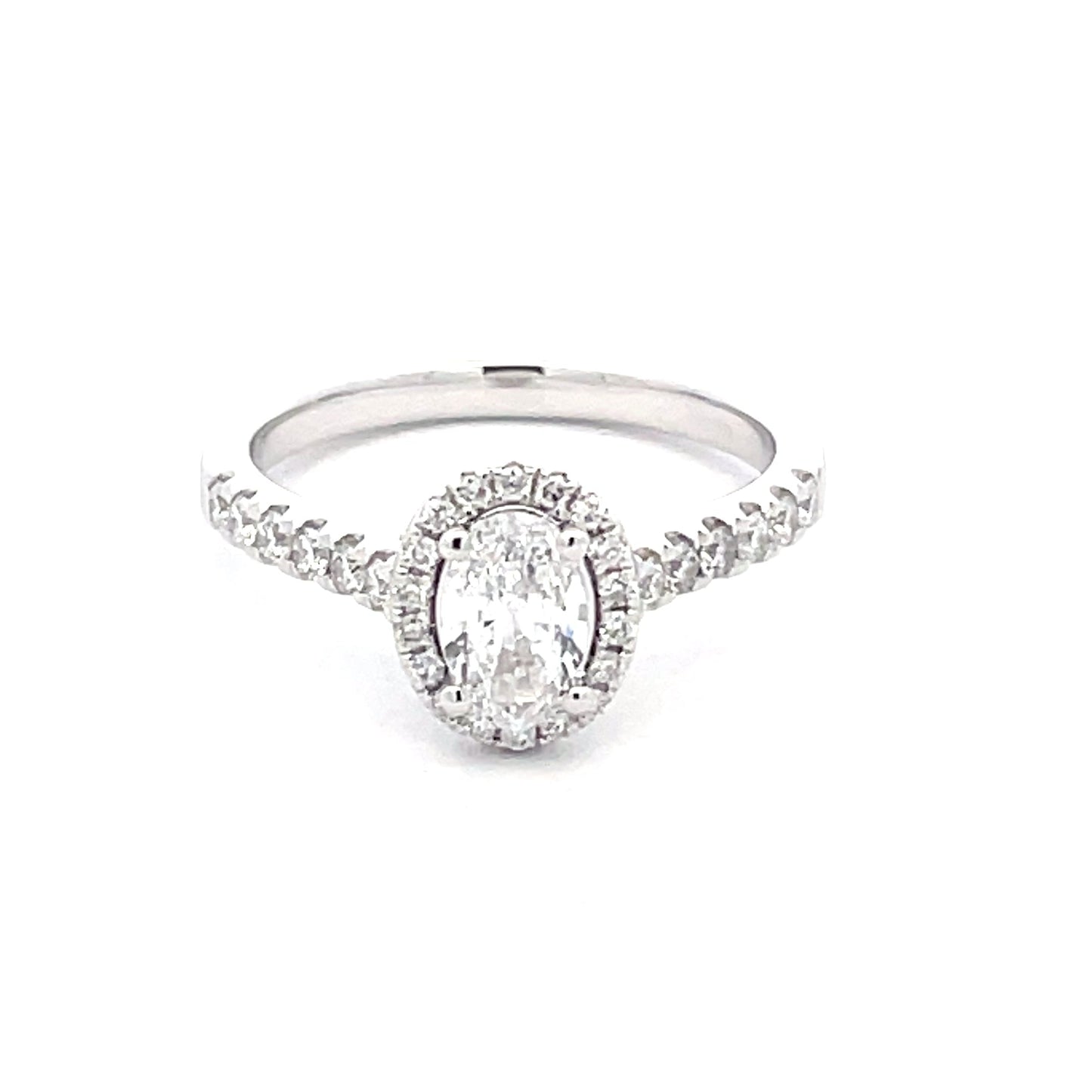 Platinum Oval Shaped diamond Halo style Ring - 0.79cts Gardiner Brothers