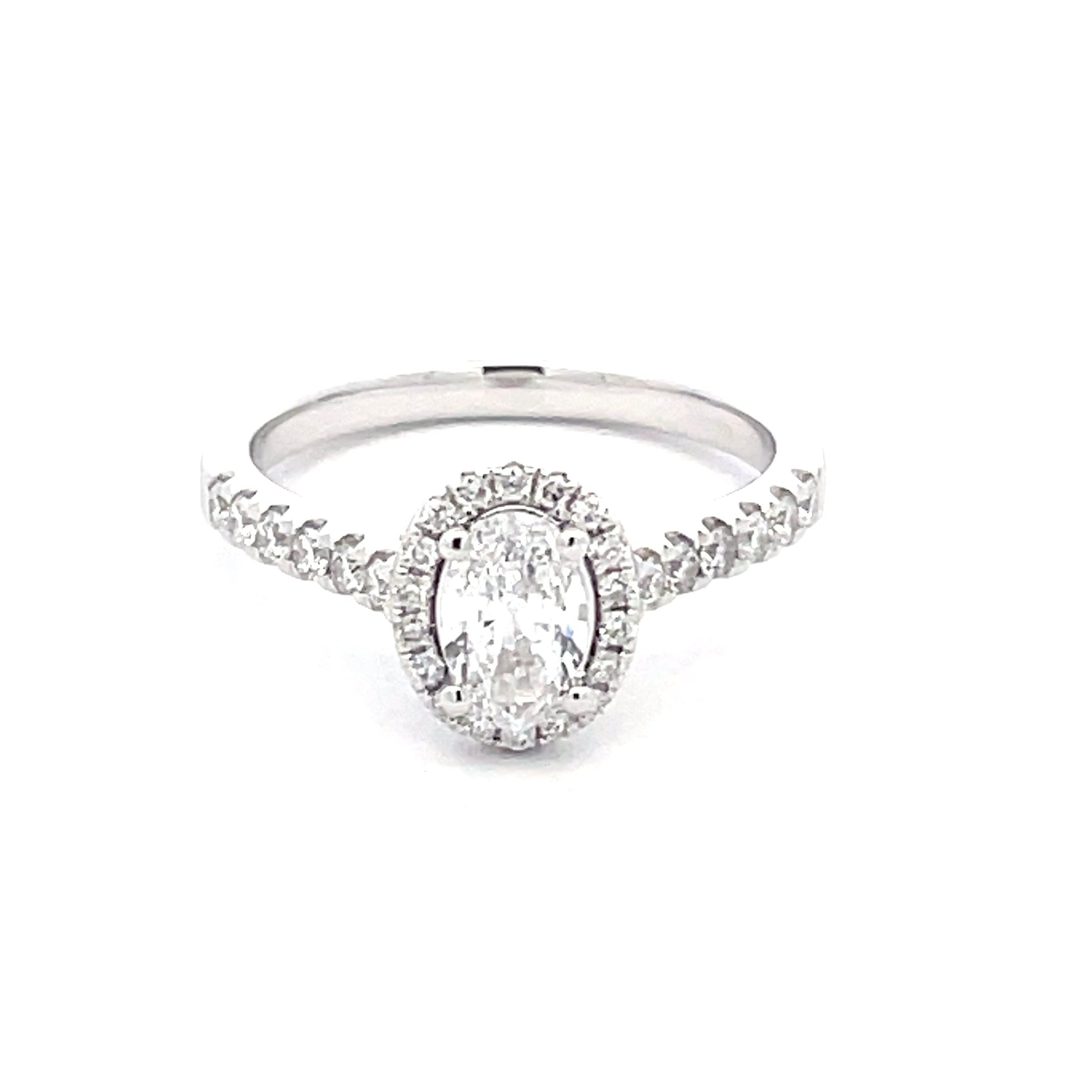 Platinum Oval Shaped diamond Halo style Ring - 0.79cts Gardiner Brothers