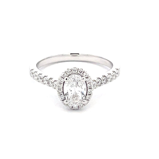 Platinum Oval Shaped diamond Halo style Ring - 0.79cts Gardiner Brothers