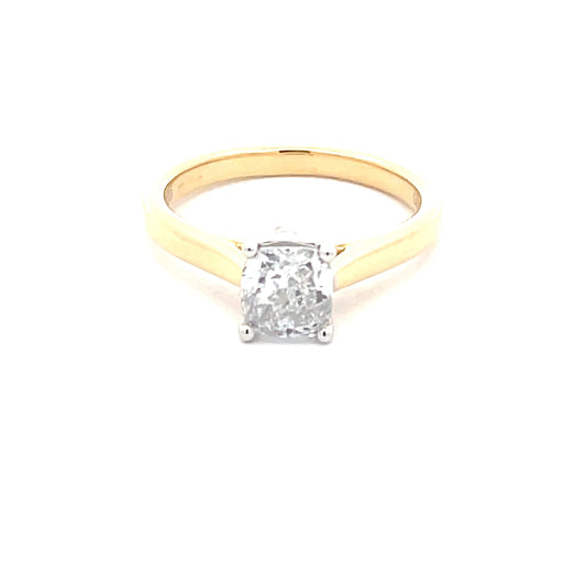 Yellow Gold Cushion Shaped Diamond Solitaire Ring - 1.00cts Gardiner Brothers