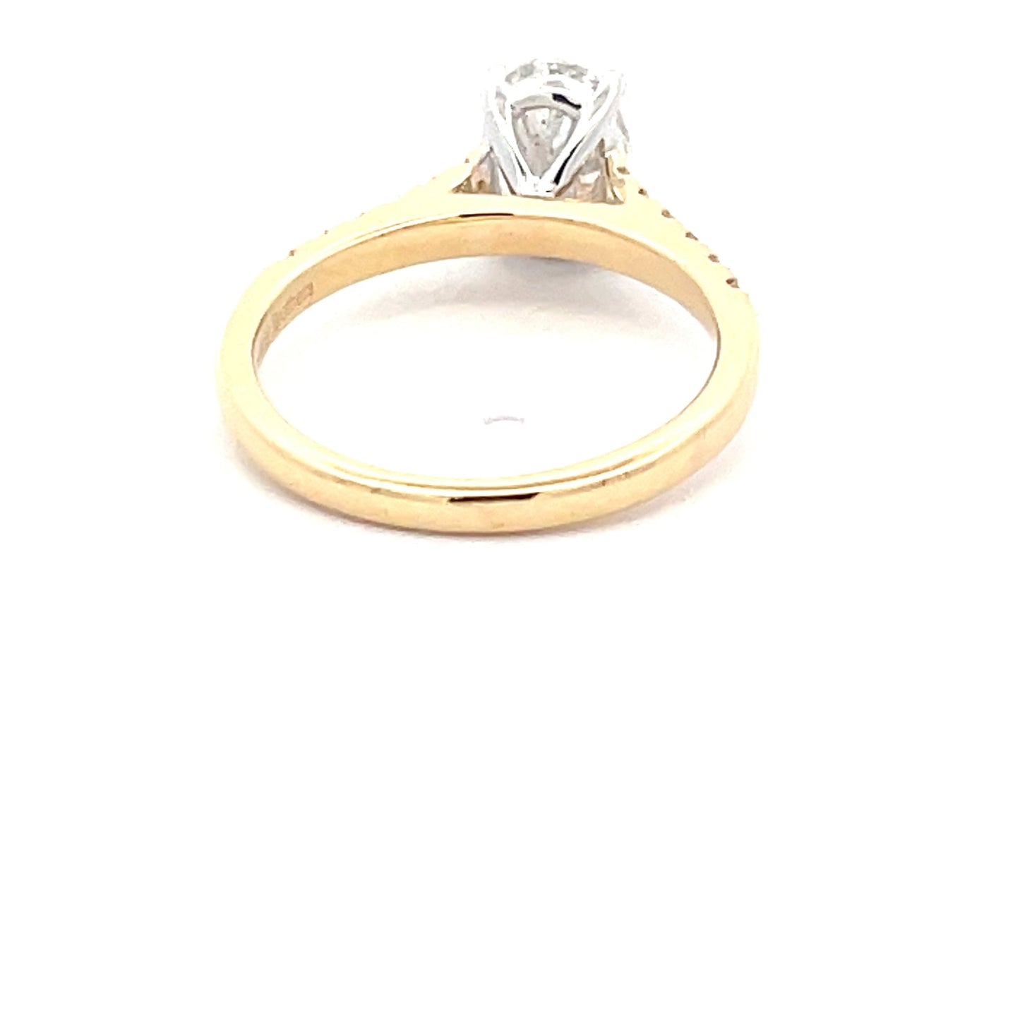 Yellow Gold Oval Shaped Diamond Solitaire ring with diamond set shoulders - 1.45cts Gardiner Brothers