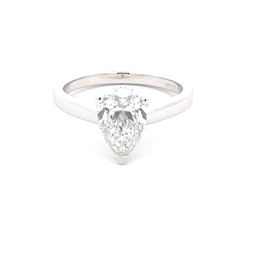 Platinum Pear Shaped Diamond Solitaire Ring - 1.51cts Gardiner Brothers