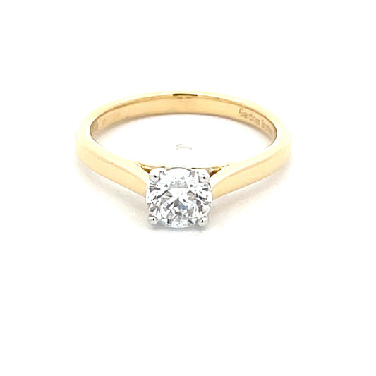 Yellow Gold Round Brilliant Cut Diamond Solitaire Ring - 0.70cts Gardiner Brothers