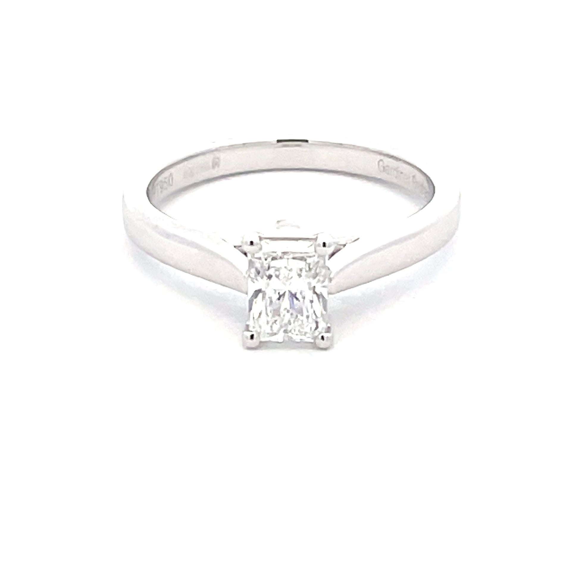 Platinum Radiant Cut Diamond Solitaire Ring - 0.70cts Gardiner Brothers