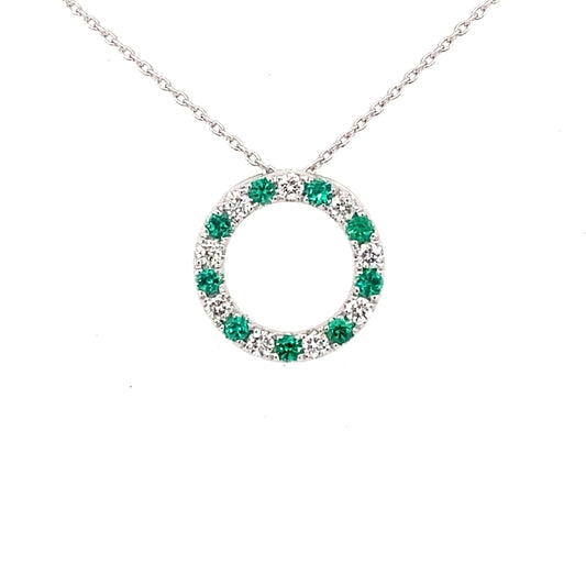 Emerald and Diamond Circle Pendant Gardiner Brothers
