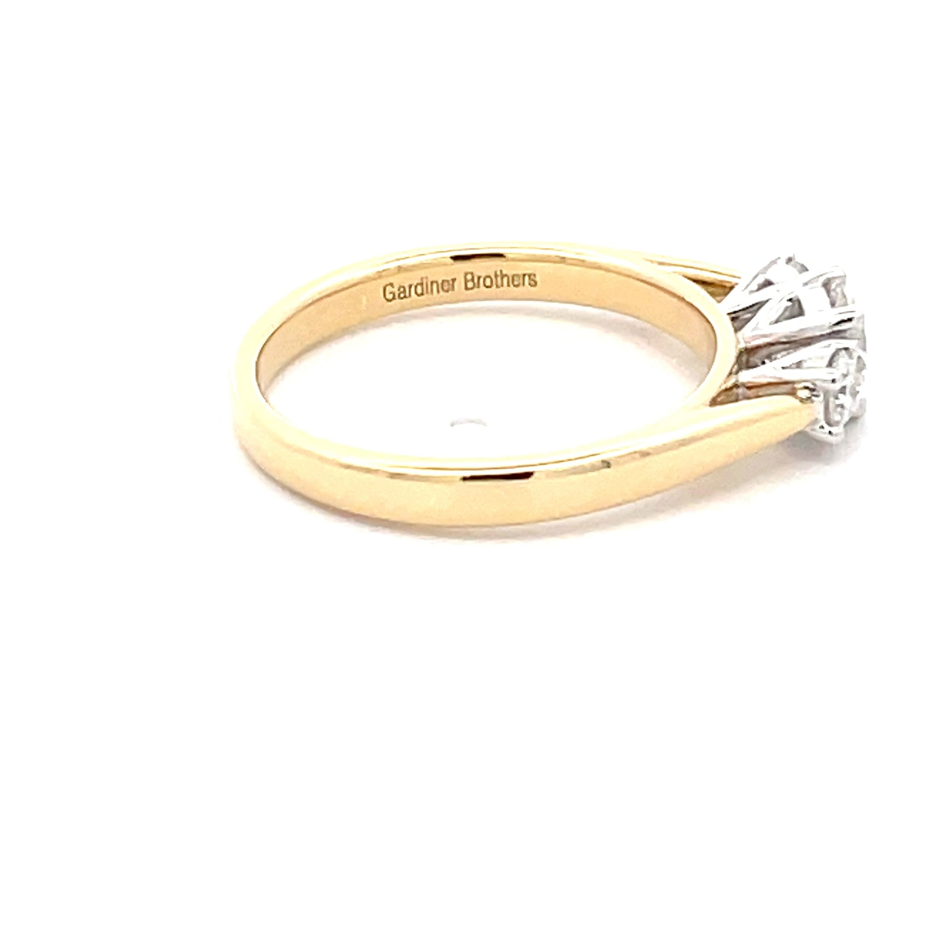 Yellow Gold Round Brilliant Cut Diamond 3 Stone Ring - 0.60cts Gardiner Brothers