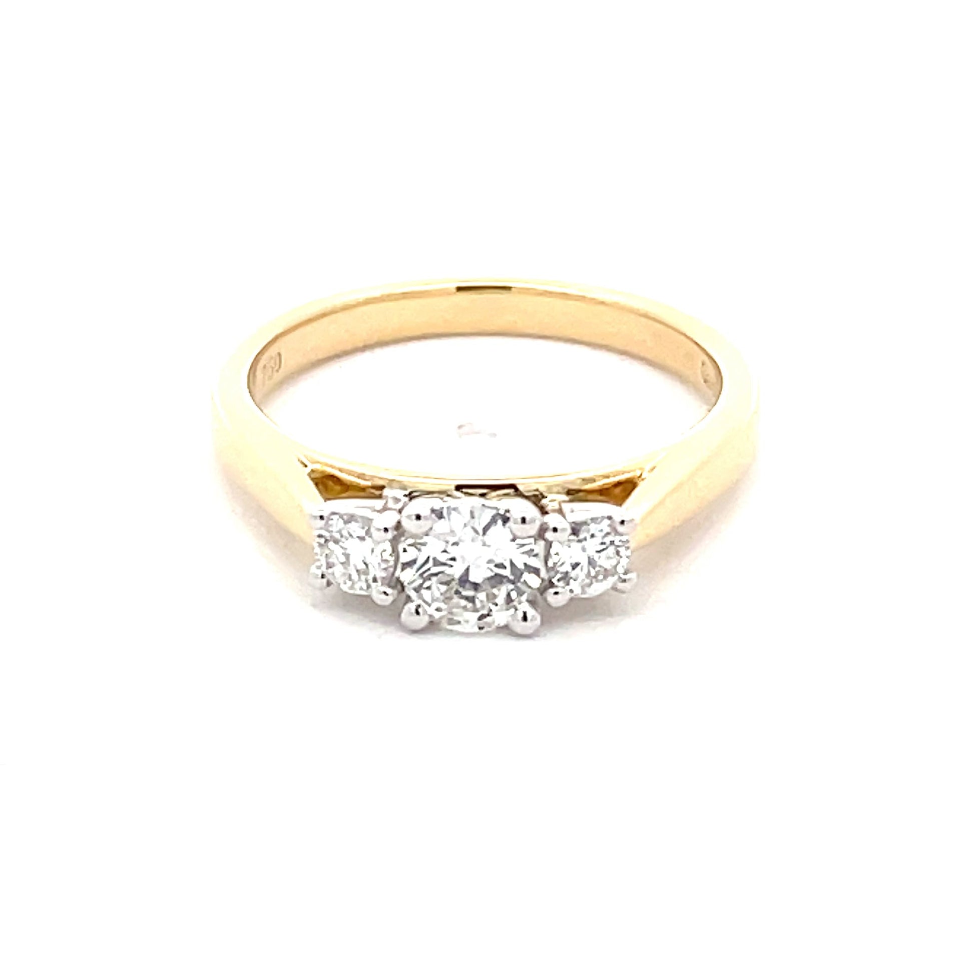 Yellow Gold Round Brilliant Cut Diamond 3 Stone Ring - 0.60cts Gardiner Brothers