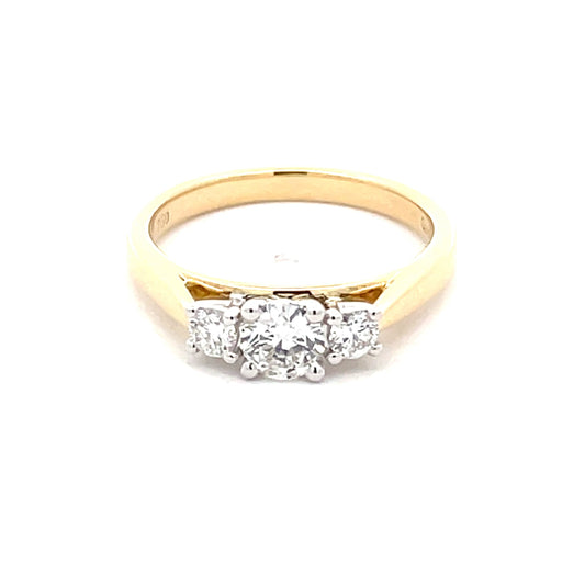 Yellow Gold Round Brilliant Cut Diamond 3 Stone Ring - 0.60cts Gardiner Brothers