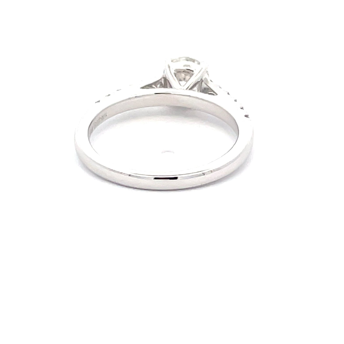 Platinum Round Brilliant Cut Diamond Solitaire Ring with diamond set shoulders - 0.95cts Gardiner Brothers