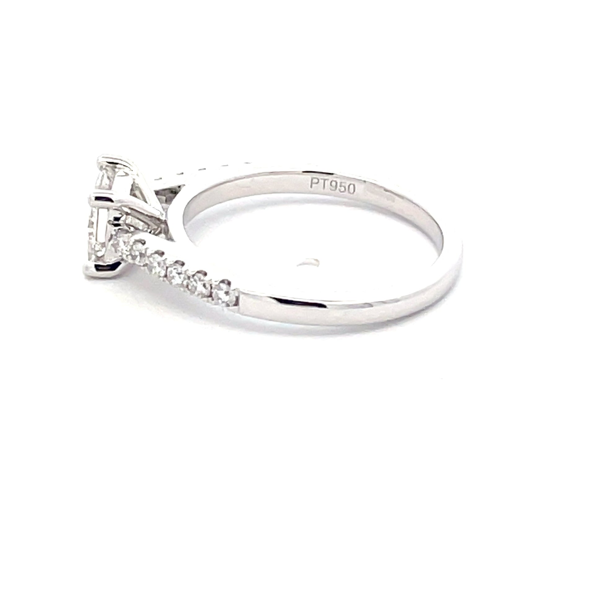Platinum Princess Cut Diamond Solitaire Ring with diamond set shoulders - 0.97cts Gardiner Brothers