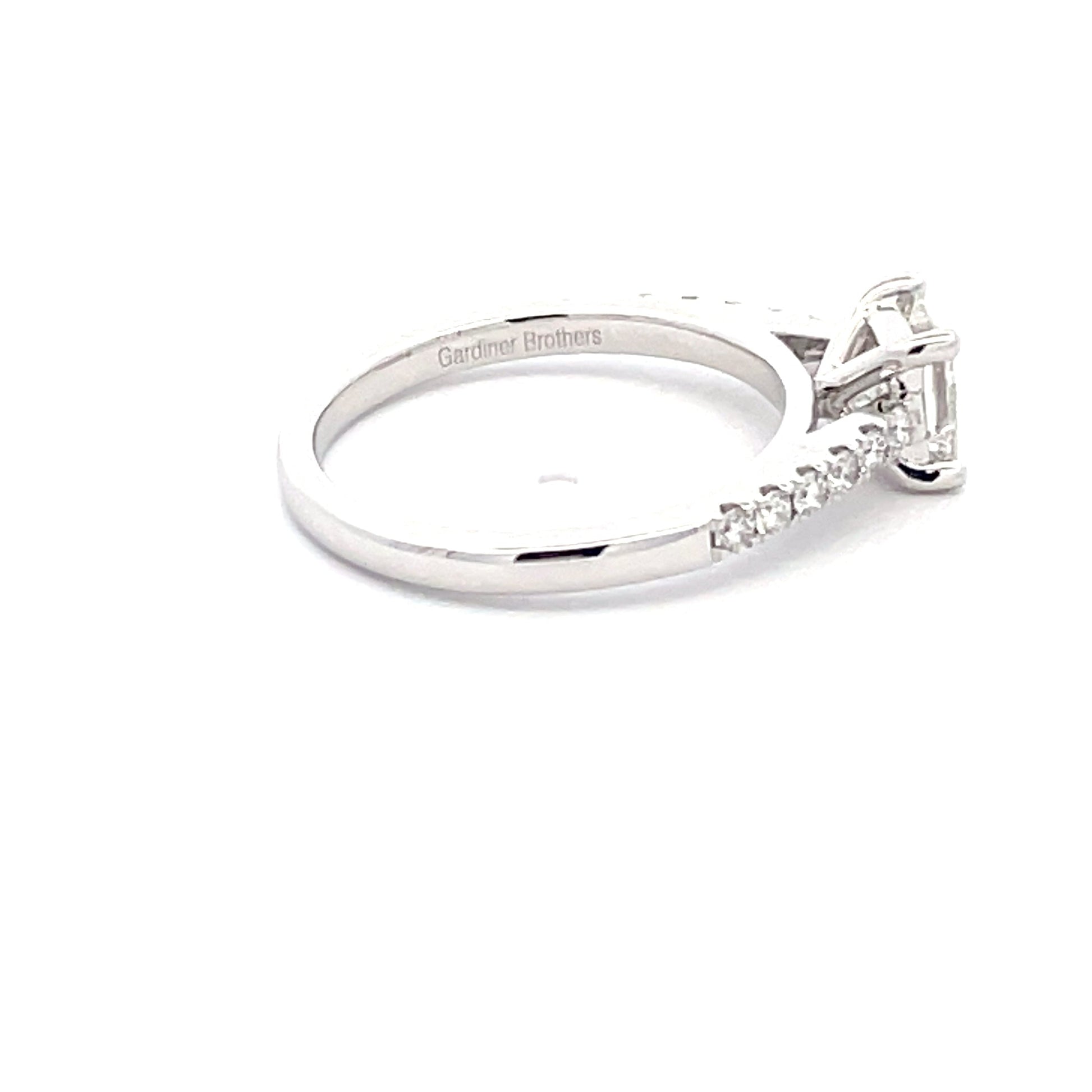 Platinum Princess Cut Diamond Solitaire Ring with diamond set shoulders - 0.97cts Gardiner Brothers