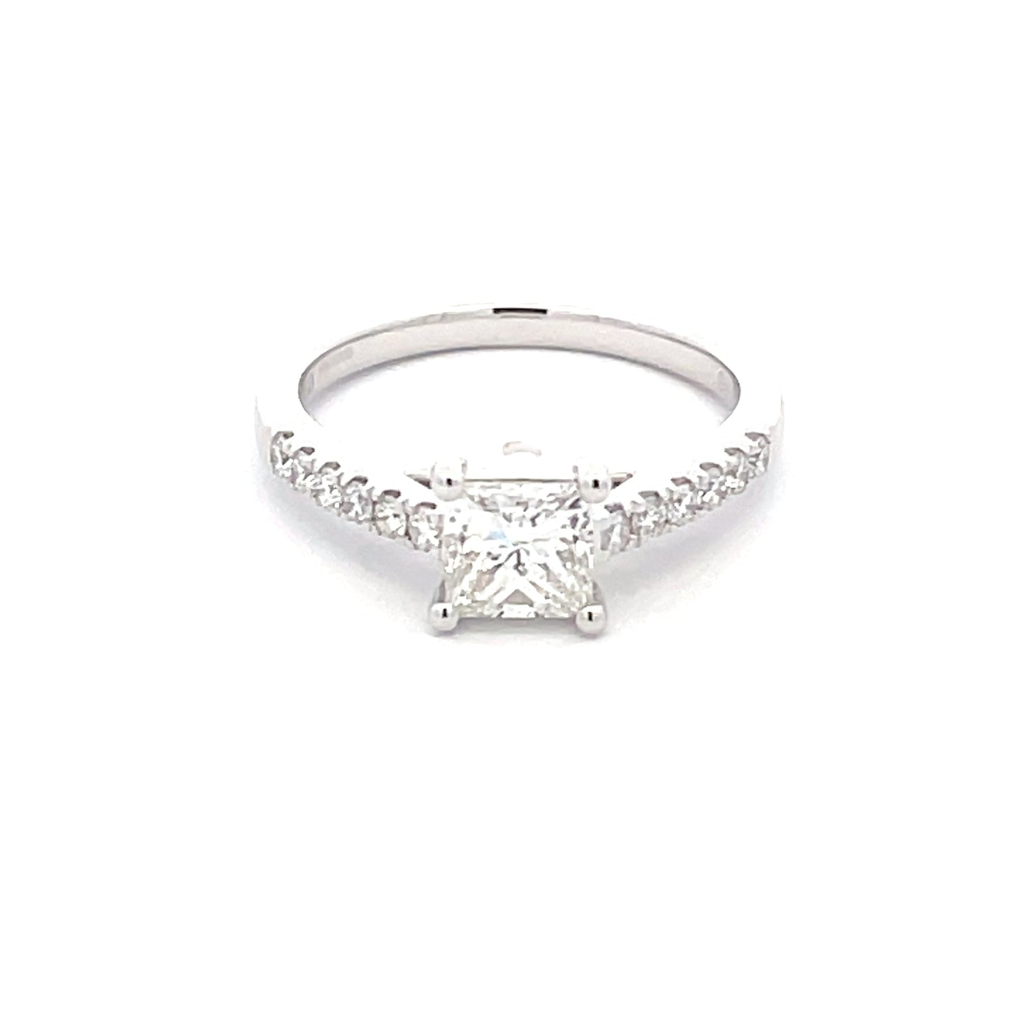 Platinum Princess Cut Diamond Solitaire Ring with diamond set shoulders - 0.97cts Gardiner Brothers